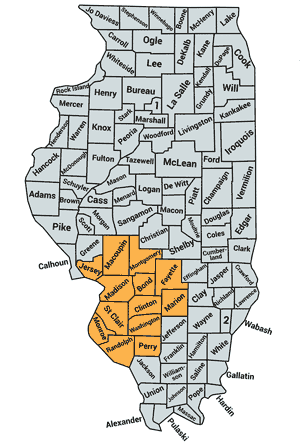 Map of Counties served in Illinois