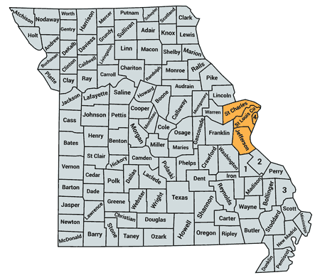 Map of Counties served in Missouri