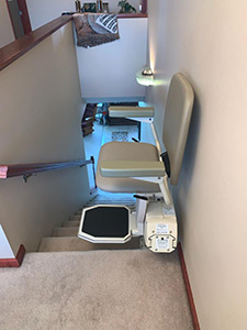 Fairview Heights stair lift at top of stairs