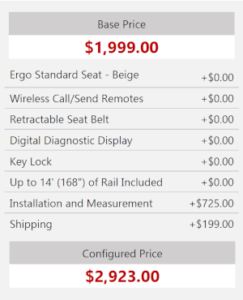 Major online retailer stair lift prices