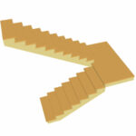 Two flights of stairs with a turn and landing